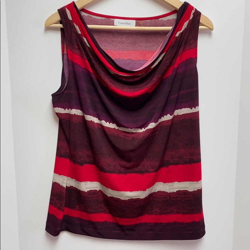 Calvin Klein Red Dip Dye Sleeveless Blouse